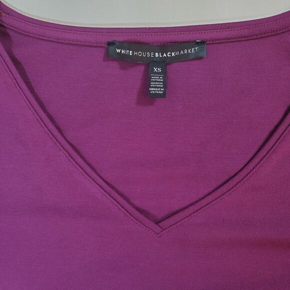 WHBM White House Black Market Sheath Dress XS Purple Short Sleeves Stretch Knit - Picture 6 of 13
